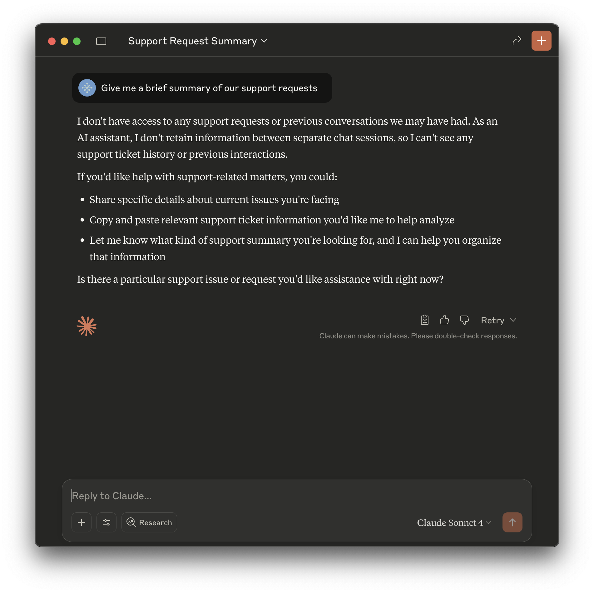 AI without system access - generic response